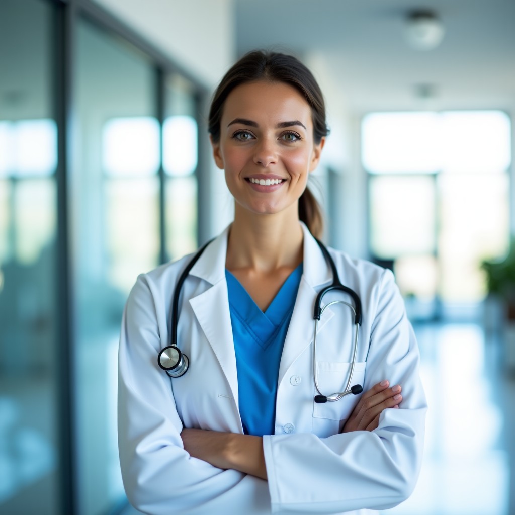 Médica durante una consulta