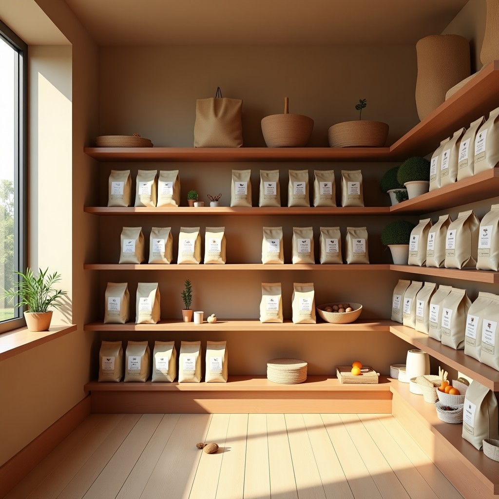 Interior de pet shop con productos para mascotas